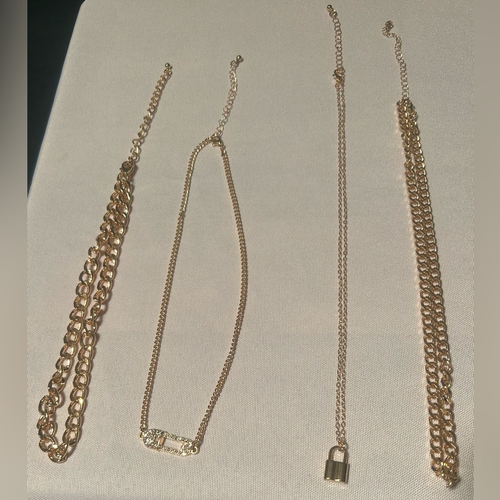Gold Layered Chain Necklace Set for Women - 4 Pack